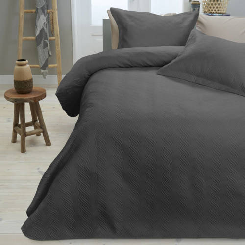 Sleeptime Wave Bedsprei - 260x250 Cm - Antraciet