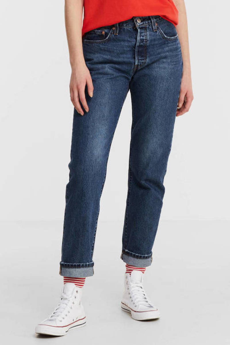 Levi's 501 crop high waist straight fit jeans troy horse
