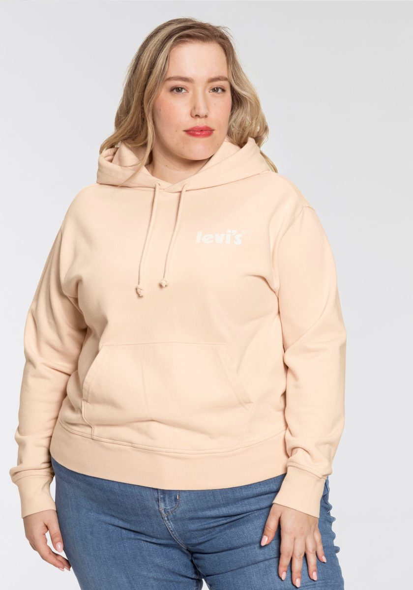 Levi's Plus Standard Graphic hoodie met logo zalm/lichtblauw