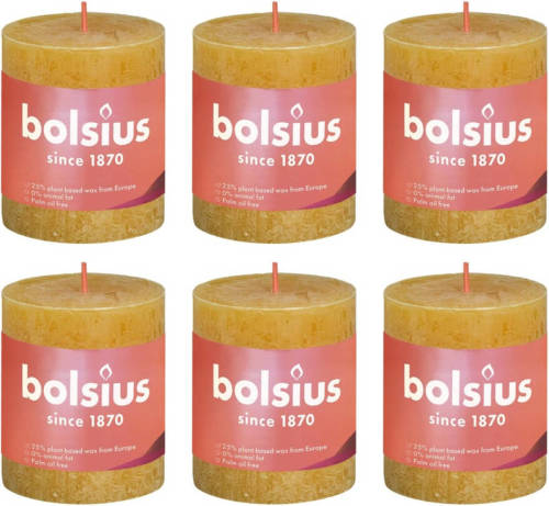 Bolsius Stompkaarsen Shine 6 St Rustiek 80x68 Mm Honinggeel