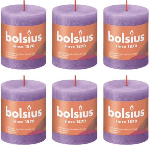 Bolsius Stompkaarsen Shine 6 St Rustiek 80x68 Mm Levendig Violet