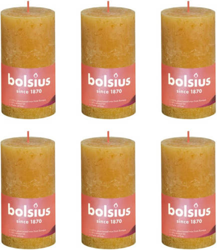 Bolsius Stompkaarsen Shine 6 St Rustiek 130x68 Mm Honinggeel