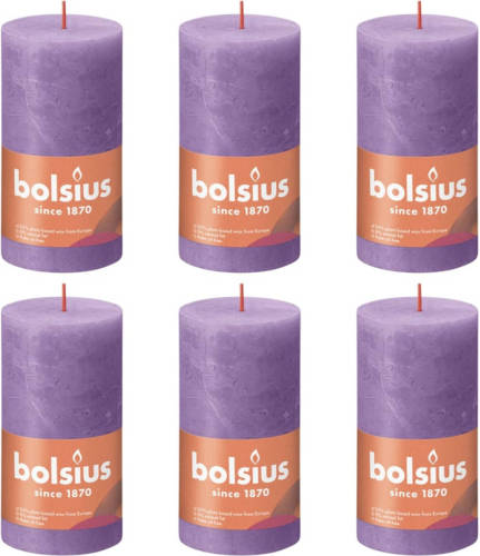 Bolsius Stompkaarsen Shine 6 St Rustiek 130x68 Mm Levendig Violet
