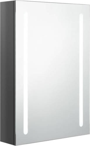 VidaXL Badkamerkast Met Spiegel En Led 50x13x70 Cm Glanzend Grijs