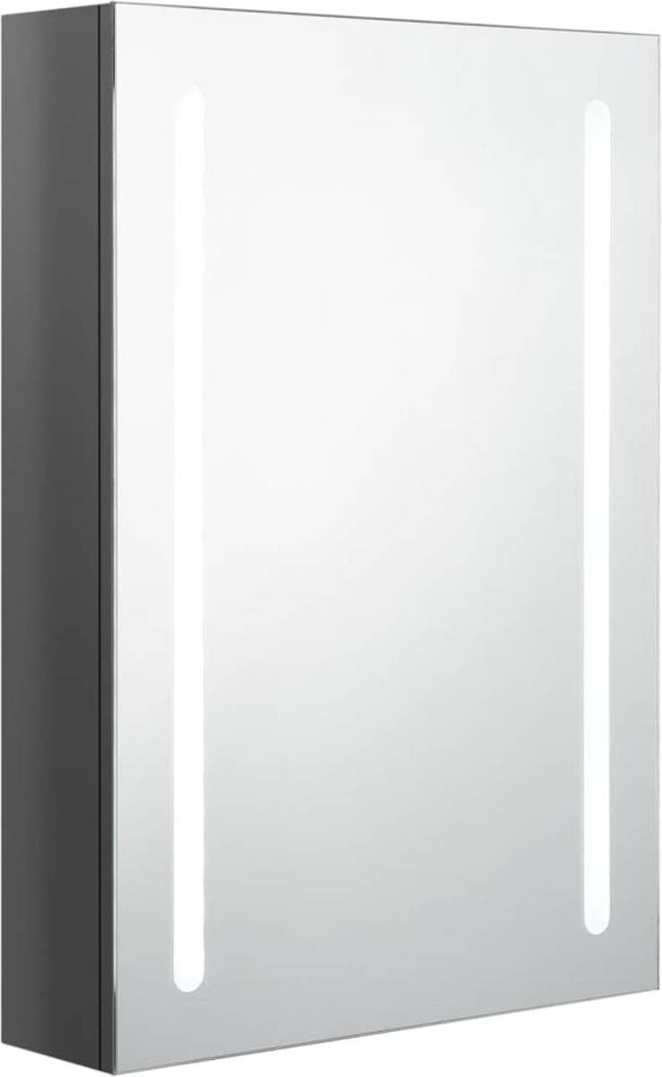 VidaXL Badkamerkast Met Spiegel En Led 50x13x70 Cm Glanzend Grijs