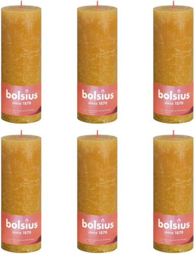 Bolsius Stompkaarsen Shine 6 St Rustiek 190x68 Mm Honinggeel
