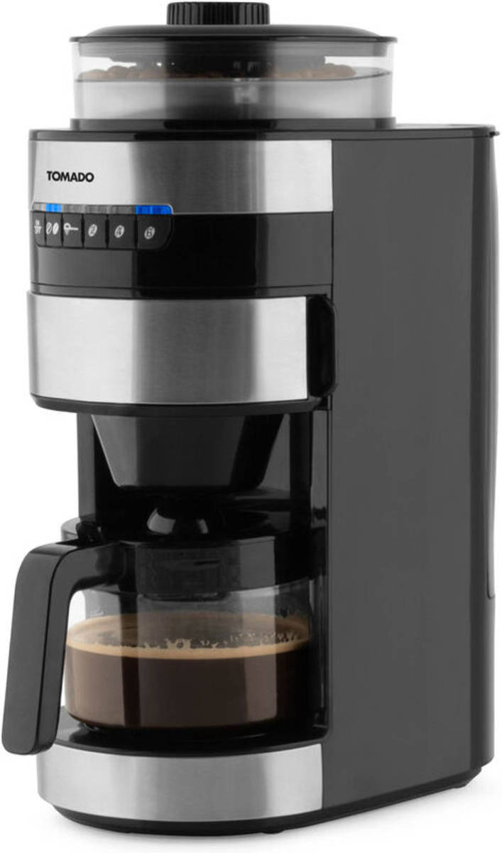 Tomado Tgb0801s - Grind & Brew Koffiezetapparaat - Filterkoffie - Koffiebonen - 0.75 L Inhoud - Rvs/zwart