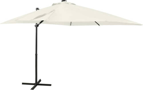 VidaXL Zweefparasol Met Paal En Led-verlichting 250 Cm Zandkleurig