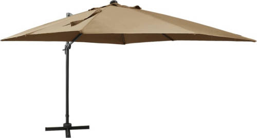 VidaXL Zweefparasol Met Paal En Led-verlichting 300 Cm Taupe