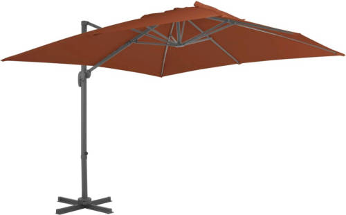 VidaXL Zweefparasol Met Aluminium Paal 400x300 Cm Terracottakleurig