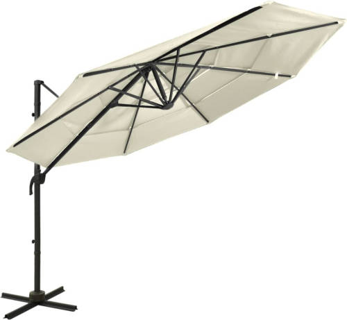 VidaXL Parasol 4-laags Met Aluminium Paal 3x3 M Zandkleurig