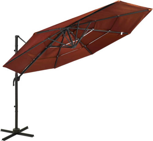 VidaXL Parasol 4-laags Met Aluminium Paal 3x3 M Terracotta