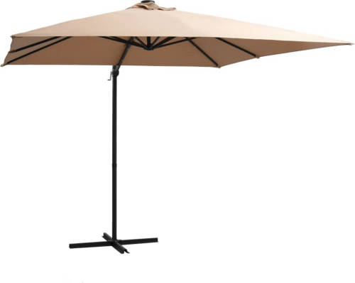 VidaXL Zweefparasol Met Led-verlichting Stalen Paal 250x250 Cm Taupe