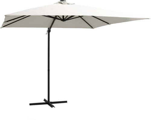 VidaXL Zweefparasol Met Led-verlichting En Paal 250x250 Cm Zandkleurig