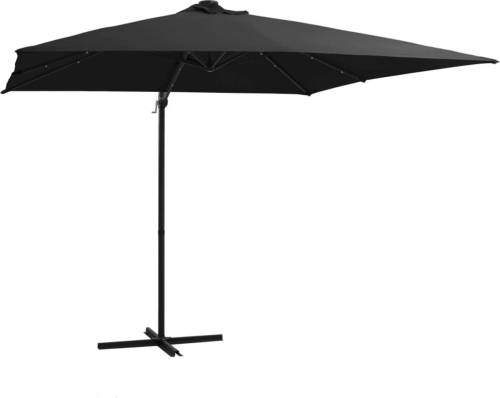 VidaXL Zweefparasol Met Led-verlichting Stalen Paal 250x250 Cm Zwart