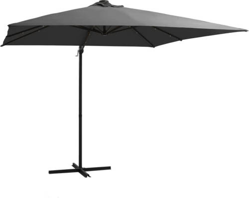 VidaXL Zweefparasol Met Led-verlichting En Paal 250x250 Cm Antraciet