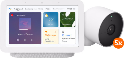 Google Nest Cam 5-pack + Google Nest Hub 2