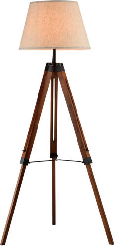 QUVIO Vloerlamp Driepoot Hout Met Beige Kap - Quv5041l-wood