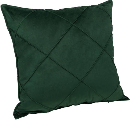 QUVIO Kussensloop Met Ruit Patroon - 50 X 50 Cm - Fluweel - Donker Groen