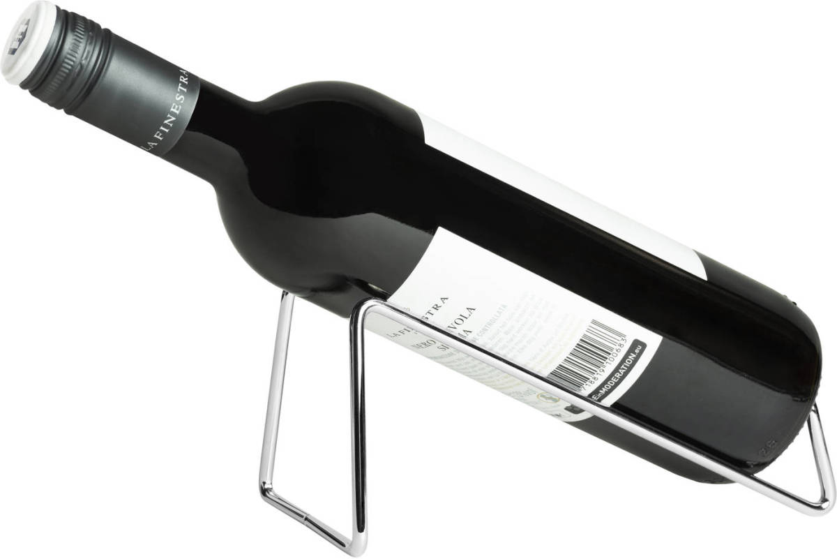 QUVIO Wijnfles Houder Metaal Voor 1 Fles - Zilver