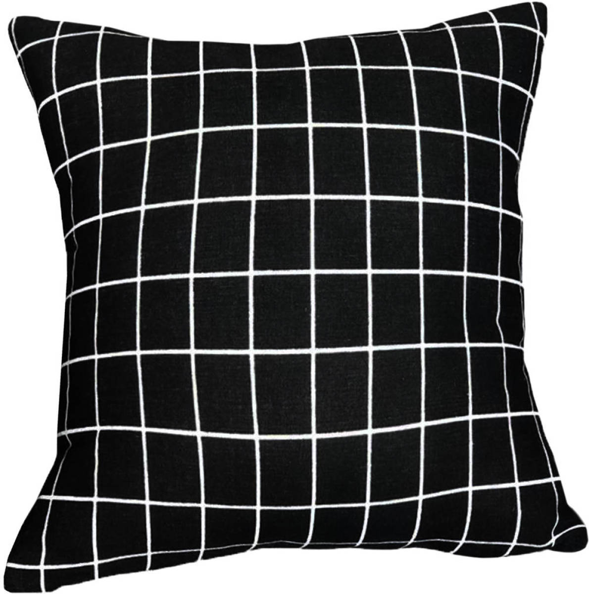 QUVIO Kussensloop 45 X 45cm Vierkantjes - Zwart