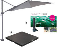 Garden Impressions Hawaii Zweefparasol S Ø300 - Donker Grijs Met 60 Kg Parasolvoet En Parasolhoes