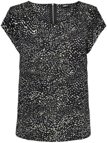 Only top ONLVIC met all over print zwart/beige