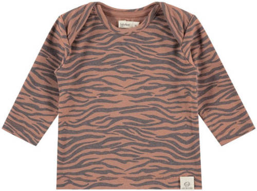 Babyface newborn baby longsleeve met zebraprint bruin