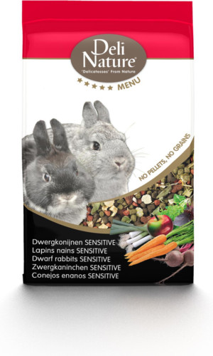 4x Deli Nature 5* menu Dwergkonijn Sensitive 2,5 kg