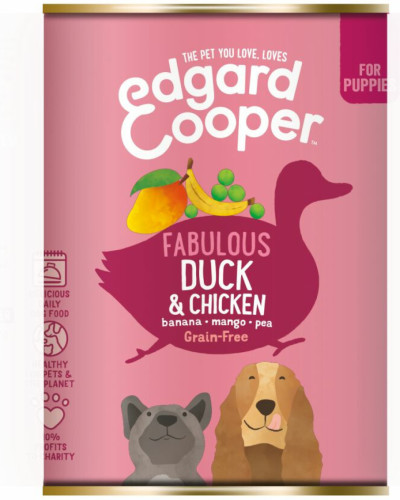 Edgard&Cooper Blik Vers Vlees Puppy Eend en Kip 400 gr