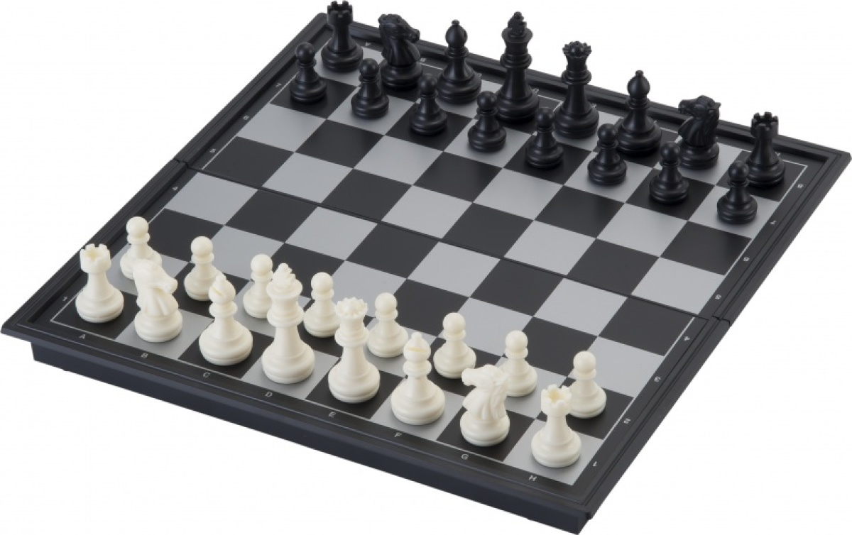 Longfield Games Reis schaakspel magnetisch 24 x 24 cm zwart/wit