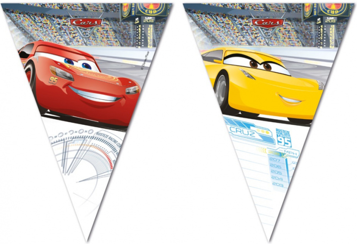 Procos vlaggenlijn Cars 3 junior 230 cm wit/geel/rood