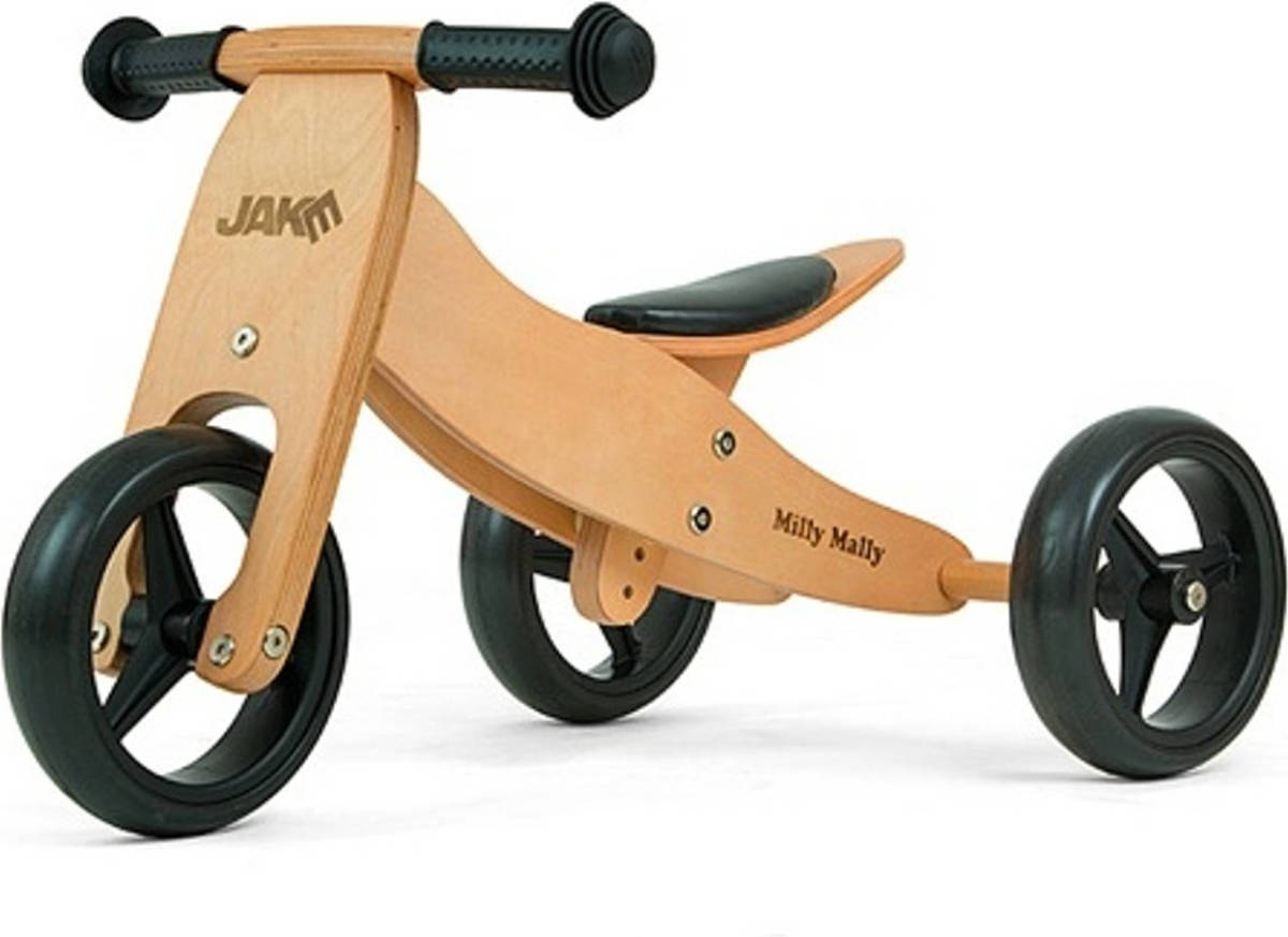 Milly Mally 2-in-1 Loopfiets Jake Naturel Loopfiets Met 3 Wielen Junior Blank