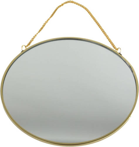 Orange85 Spiegel - Metaal - Goud - Met Ketting - 20 Cm