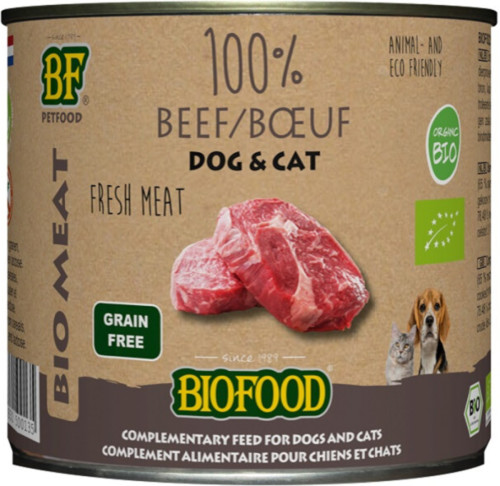 Biofood Organic Hond en Kat 100% Rund 200 gr