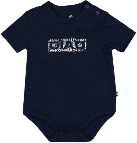 Vingino newborn romper Puck met printopdruk donkerblauw