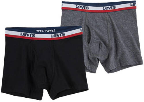 Levi's Kids boxershort Logo - set van 2 zwart/grijs melange