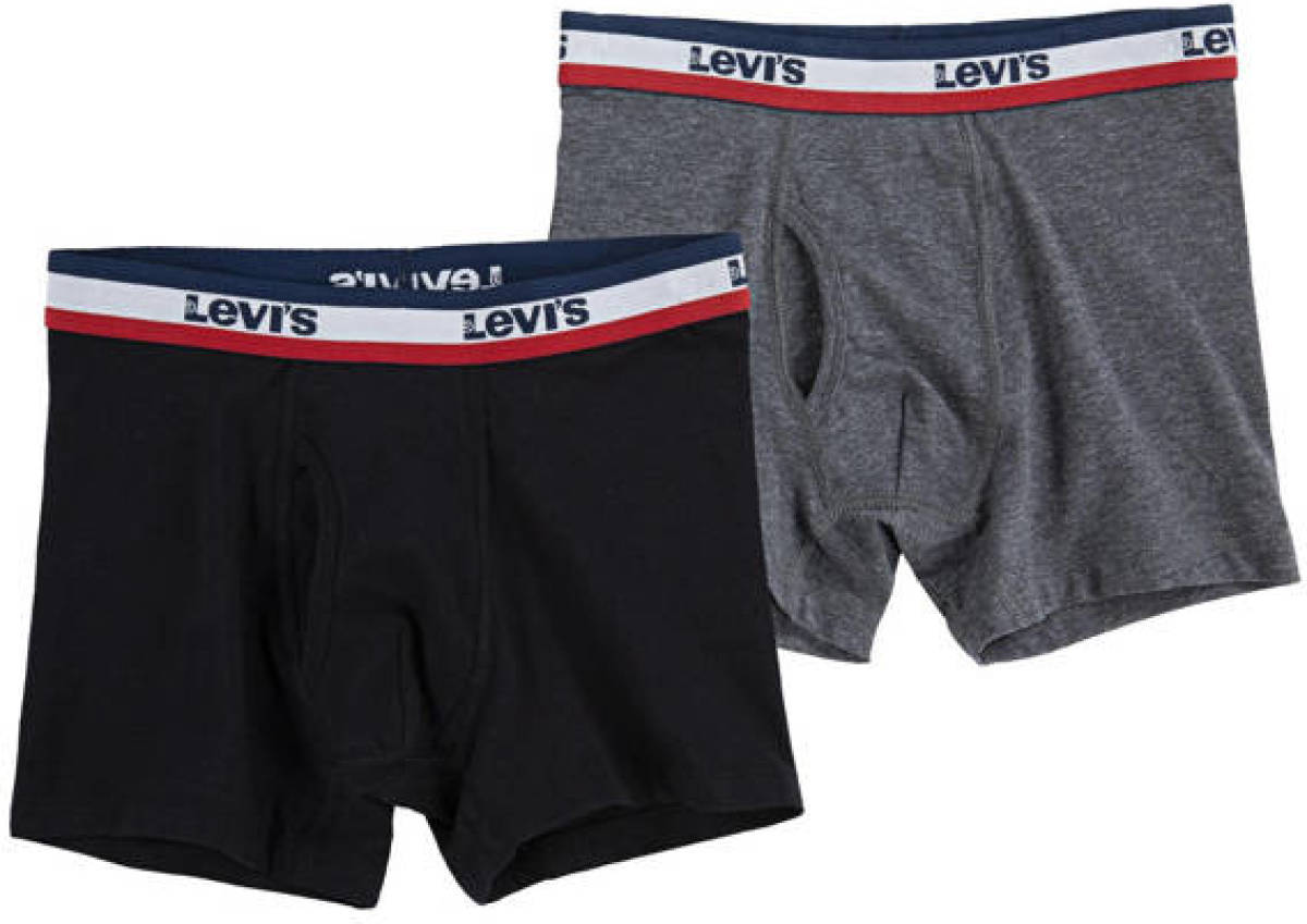 Levi's Kids boxershort Logo - set van 2 zwart/grijs melange