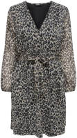 Only semi-transparante jurk ONLCERA met panterprint en ceintuur bruin/zwart