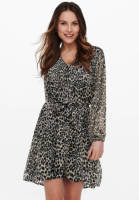 Only semi-transparante jurk ONLCERA met panterprint en ceintuur bruin/zwart