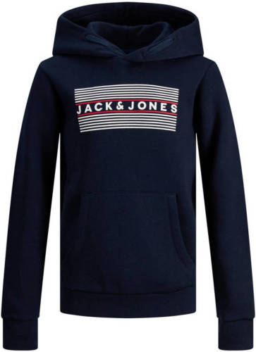 Jack & Jones JUNIOR hoodie JJECORP met logo donkerblauw
