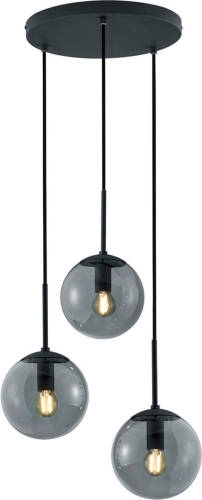 BES LED Led Hanglamp - Trion Balina - E14 Fitting - 3-lichts - Rond - Mat Zwart - Aluminium