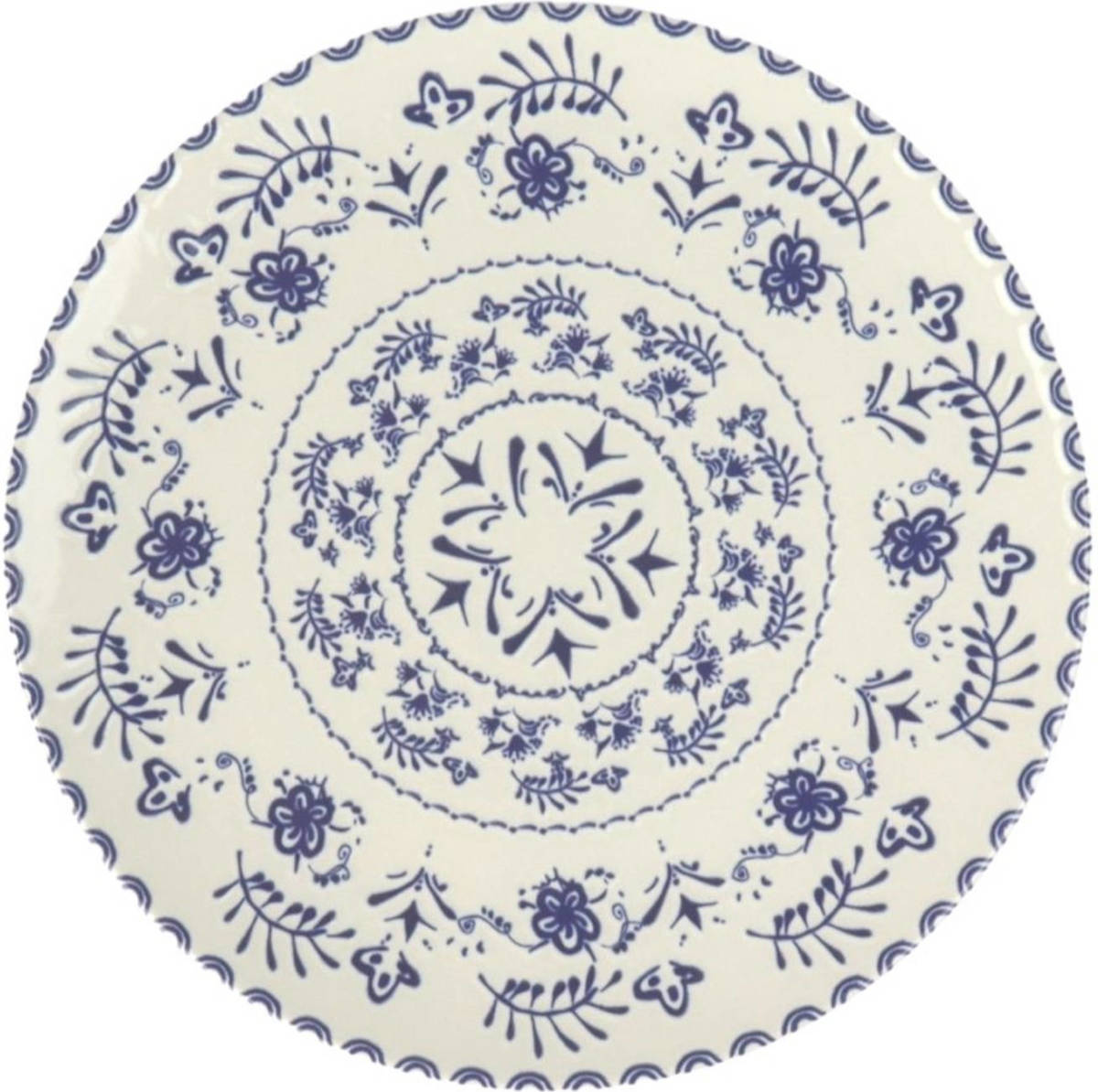 Orange85 Dinerborden - 26 Cm - Blauwe Details - Set Van 4