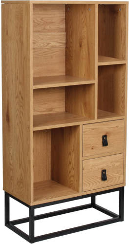 4Goodz Boras Boekenkast Mdf / Metaal 60x29x120 Cm - Bruin / Zwart