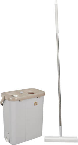 4Goodz Round Mop Dweilsysteem 151 Cm Met Emmer 7,5 Ltr - Grijs