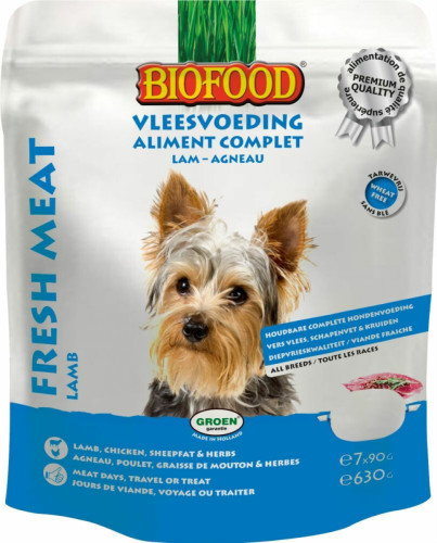 8x Biofood Vleesvoeding Lam - Rijst 7 x 90 gr