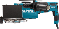 Makita HR2630TX12 Combihamer Met verwisselbare boorkop 800w 2.4J + 17-delige boor/beitelset