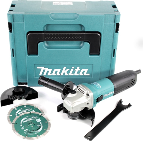 Makita GA5040RJ Haakse slijper 125 mm in M-box + 2 diamantschijven