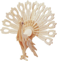 Merkloos Houten 3D puzzel pauw 23 cm