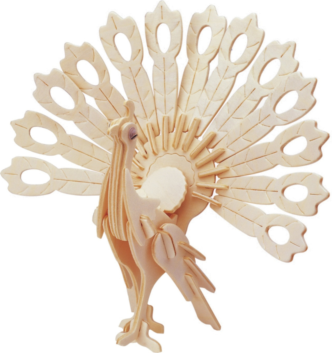 Merkloos Houten 3D puzzel pauw 23 cm